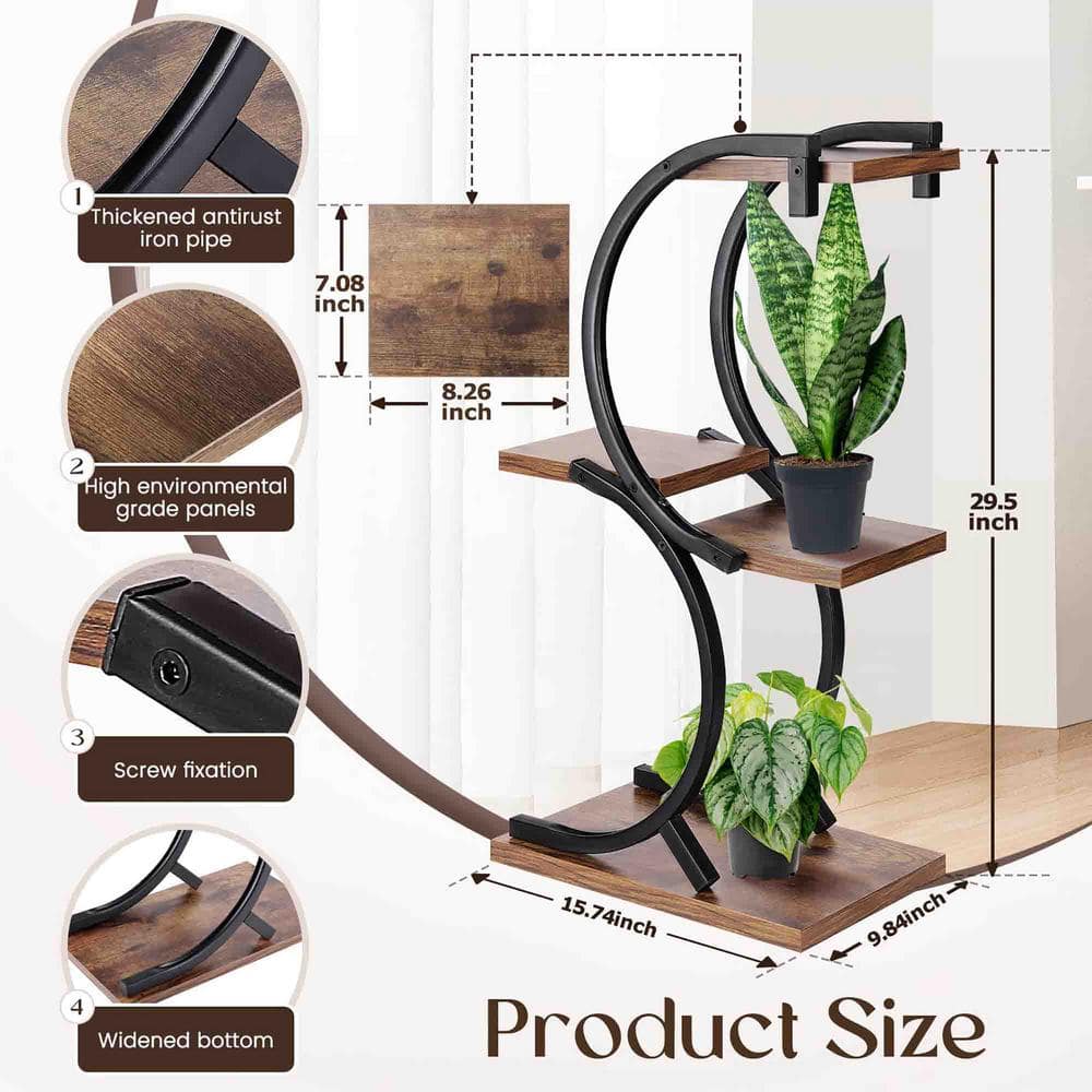 30 in. OutdoorIndoor Brown Metal Plant Stand TG07-KJ002