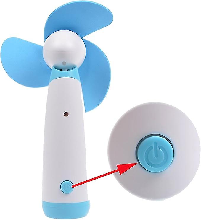 Mini Handheld Fan Personal Fan Battery Soft Foam Blade Power For Home And Travel 1pc Blue