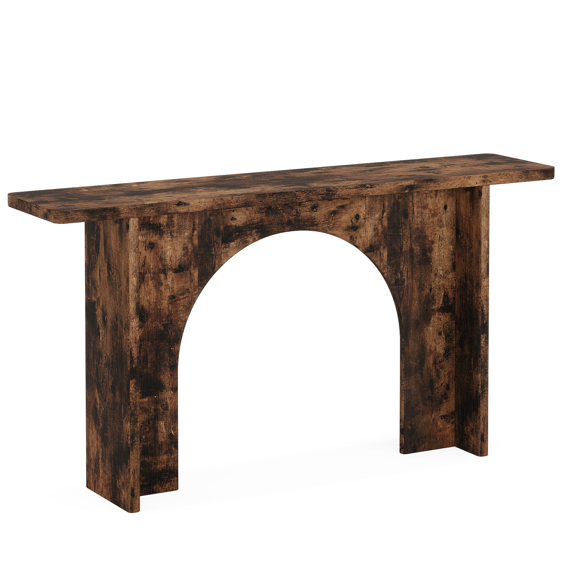 63-Inch Console Table, Wood Farmhouse Entryway Table with Arch Brace