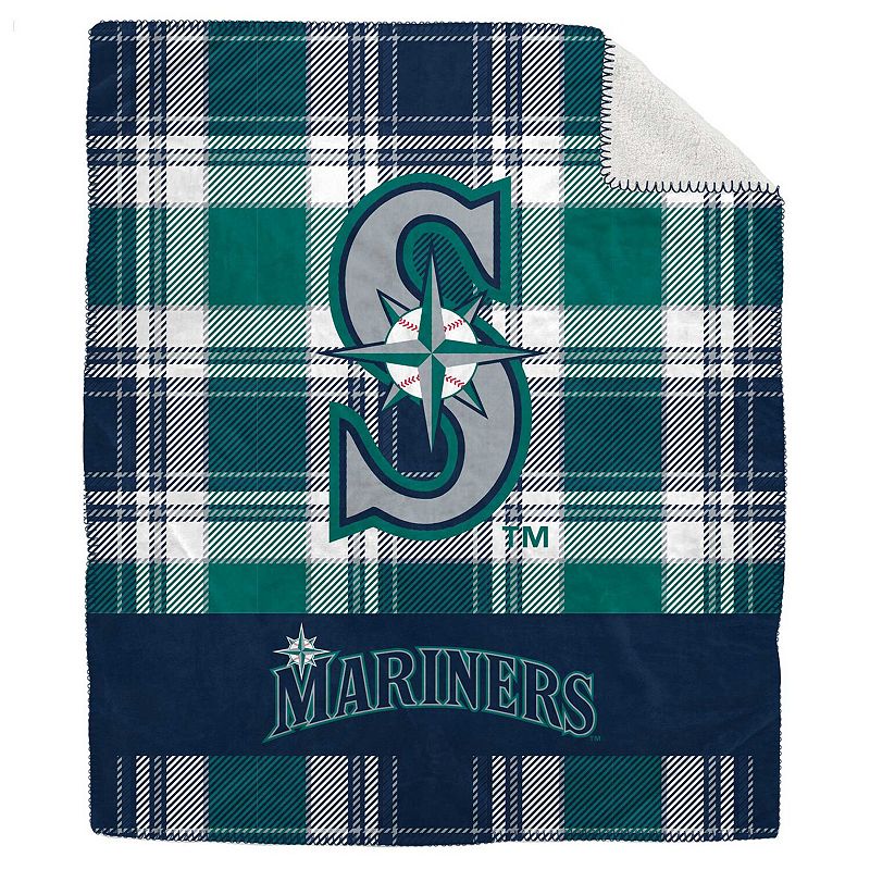 Pegasus Seattle Mariners 50 x 60 Plaid Flannel Sherpa Plush Blanket