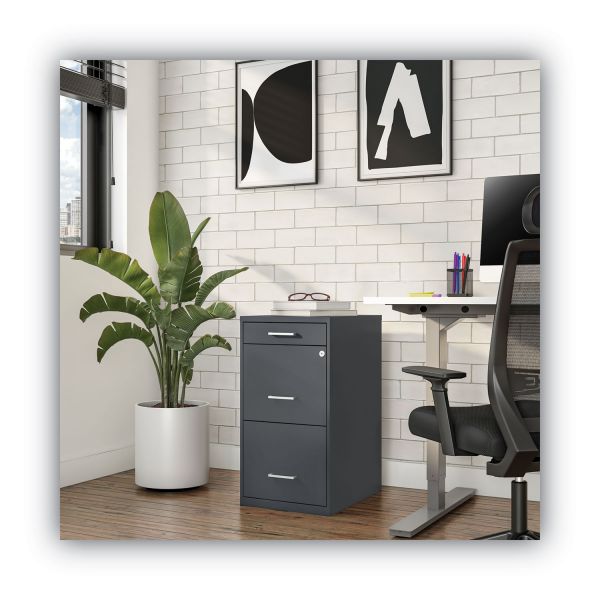 Alera Soho Vertical File Cabinet， 3 Drawers: Pencil/File/File， Letter， Charcoal， 14