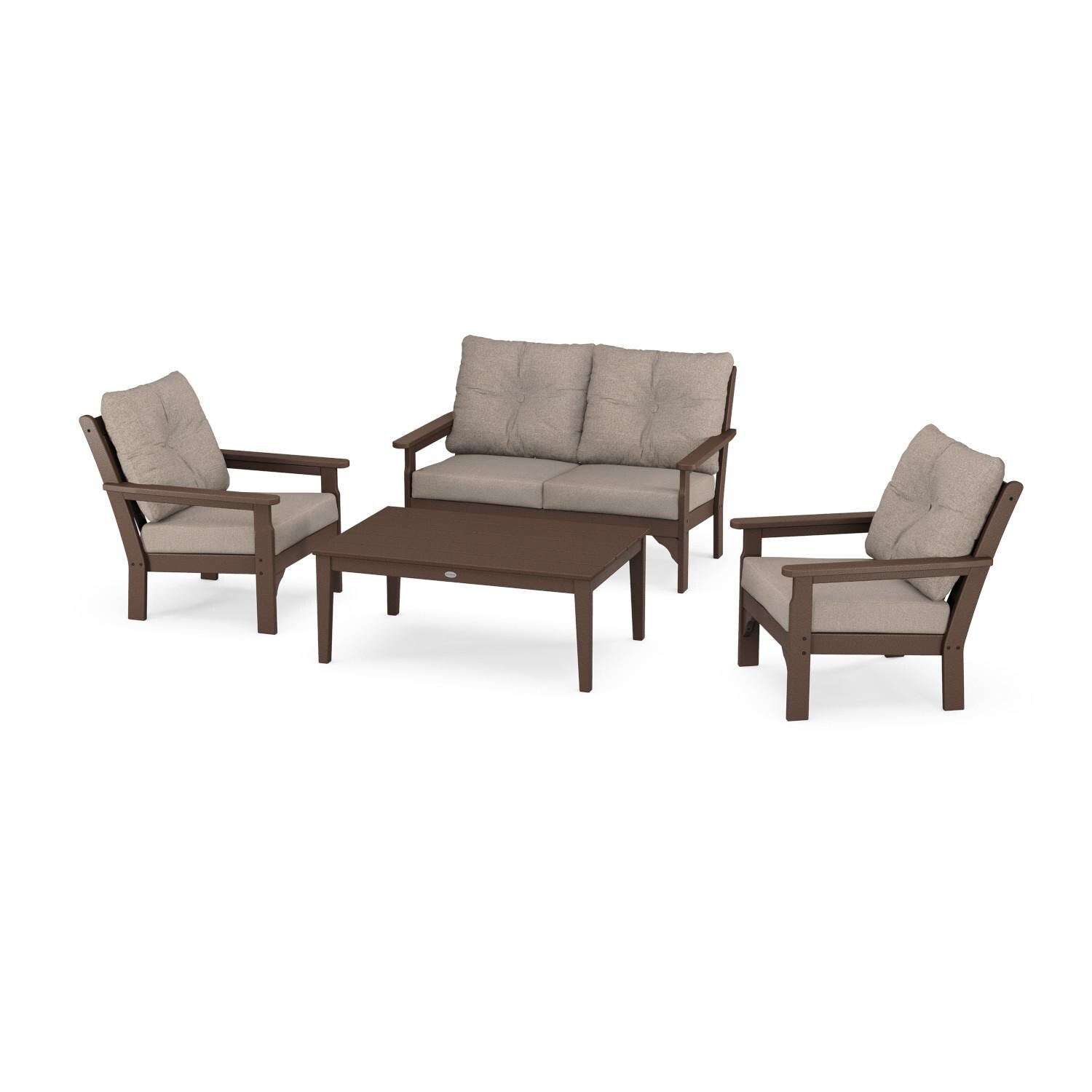 POLYWOOD Vineyard 4-Piece Deep Seating Set w/ 2 Club Chairs