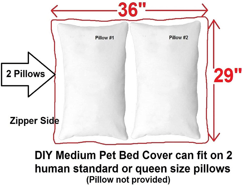 DIY Do It Yourself Pet Pillow 2 Covers: Pet Bed Duvet Zipper External Cover + Waterproof Liner Internal Case in Medium or Large for Dog and Cat - Covers only