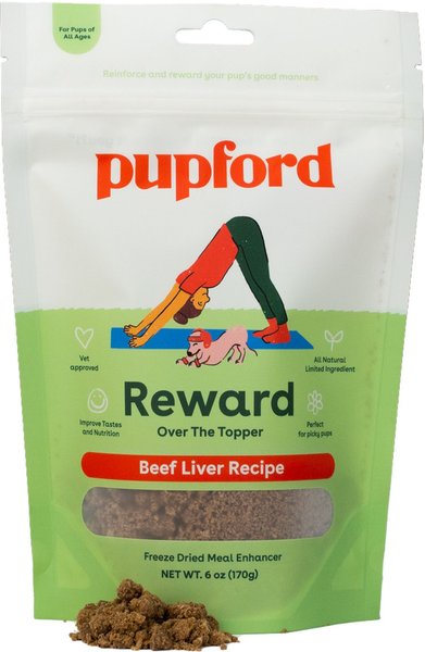 Pupford Over the Topper Beef Liver Freeze-Dried Dog Food Topper， 6-oz bag