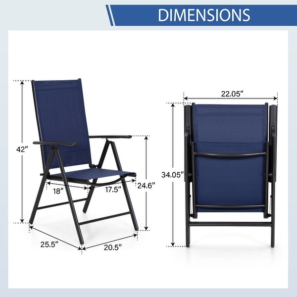 9Piece Patio Dining Set，Metal Table and Foldable Sling Dining Chairs with 7 Levels Adjustable