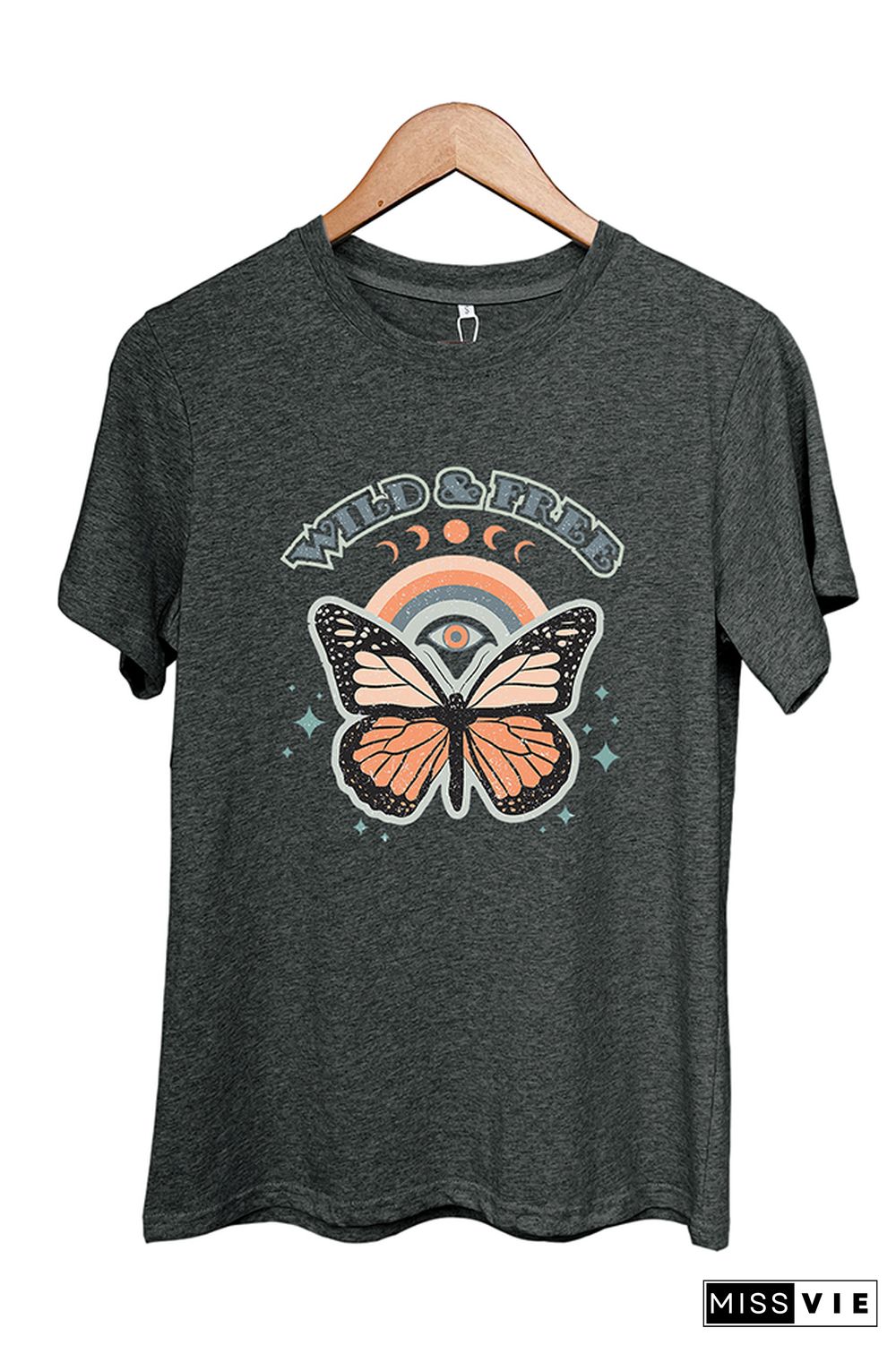 Wild and Free,Butterfly Graphic Tee Wholesale