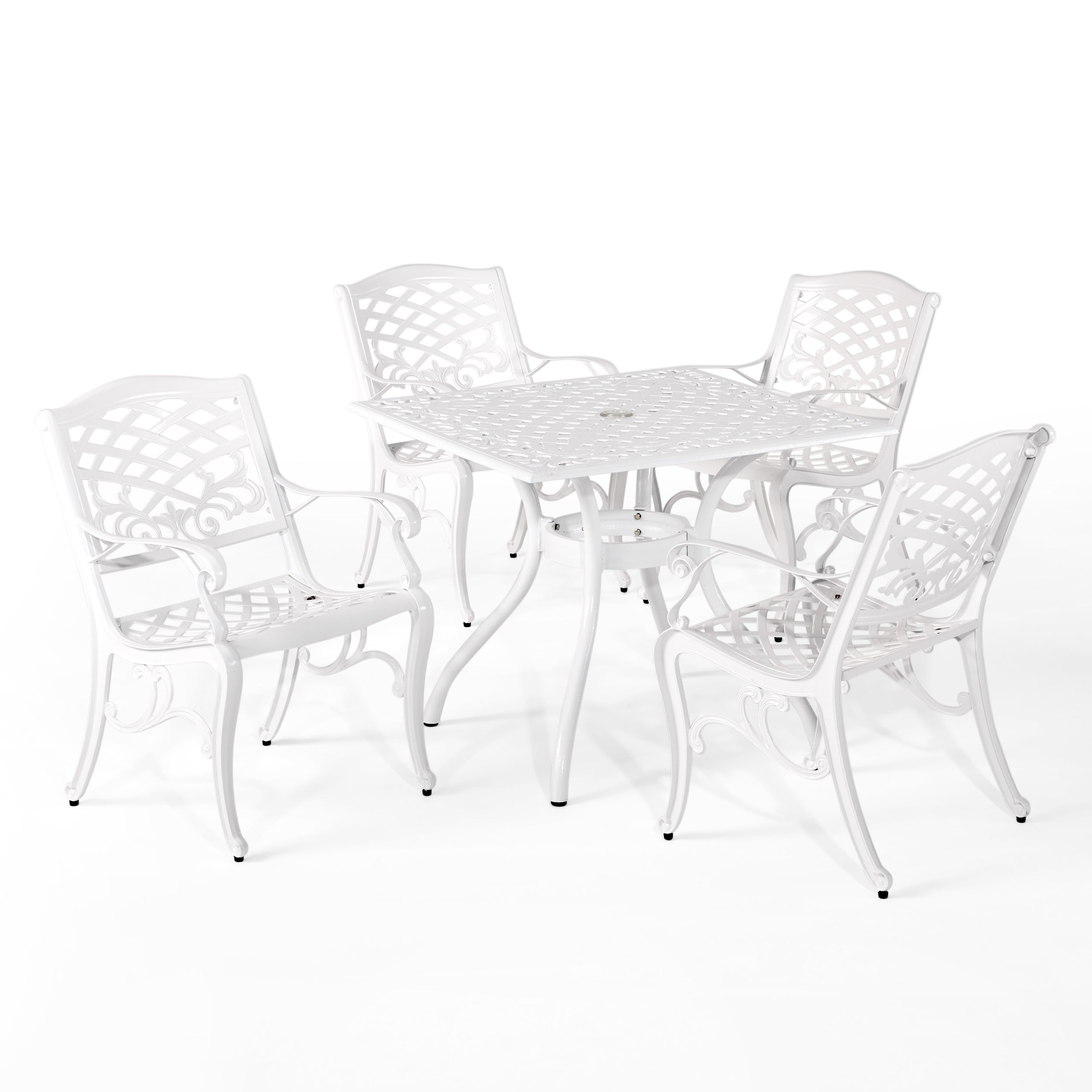 Honolulu Traditional Outdoor Aluminum 5 Piece Dining Set