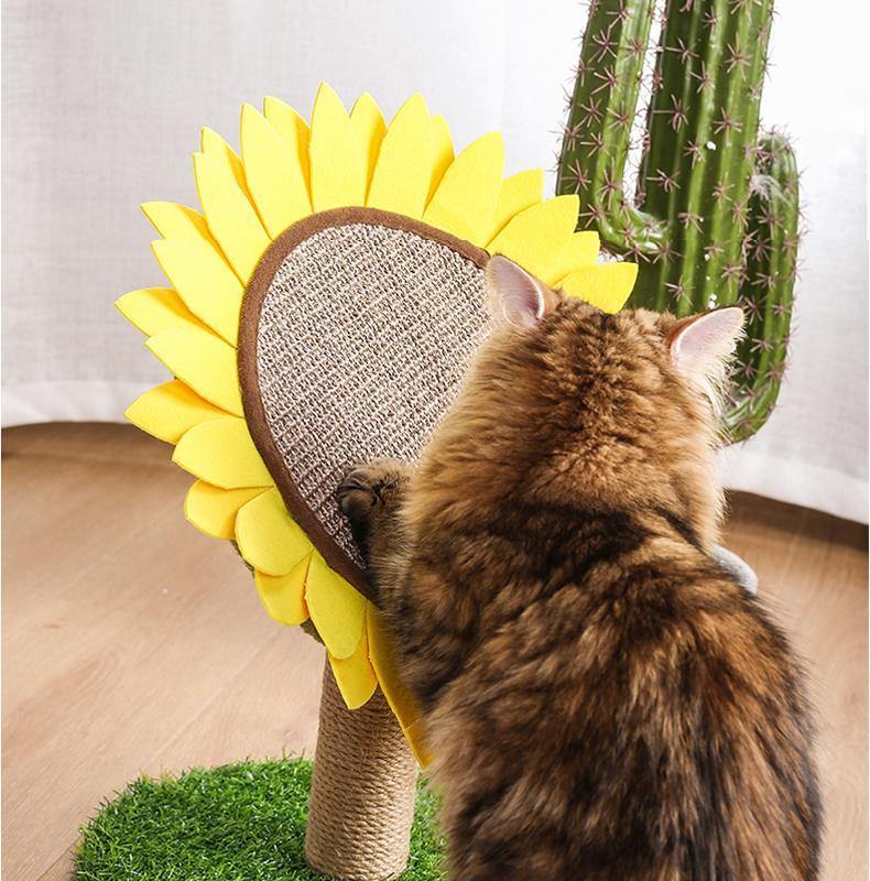 Lovely Caves Sunflower Cat Scratching Post with Sisal Rope