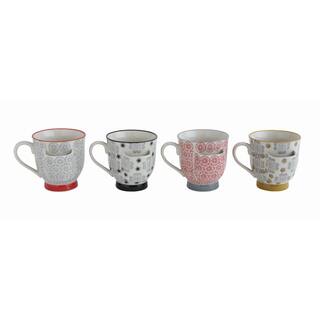 Storied Home 8 oz. Decorative Stoneware Mugs with Tea Bag Holders in Multicolor (Set of 4) DA9429SET