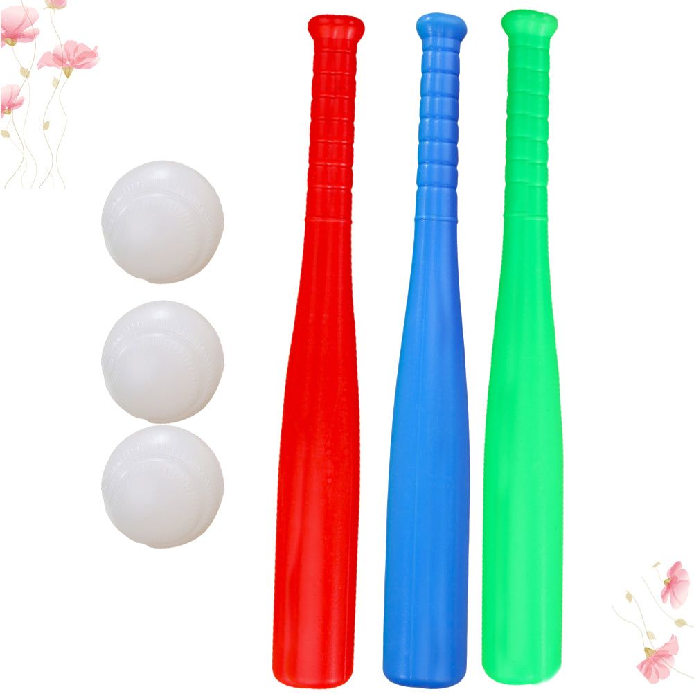 6pcs Kids Baseball Set Kids Outdoor Baseball Toys Practice Batting Skill Ball for Children Toddlers (3pcs Baseball Bat + 3pcs Ba