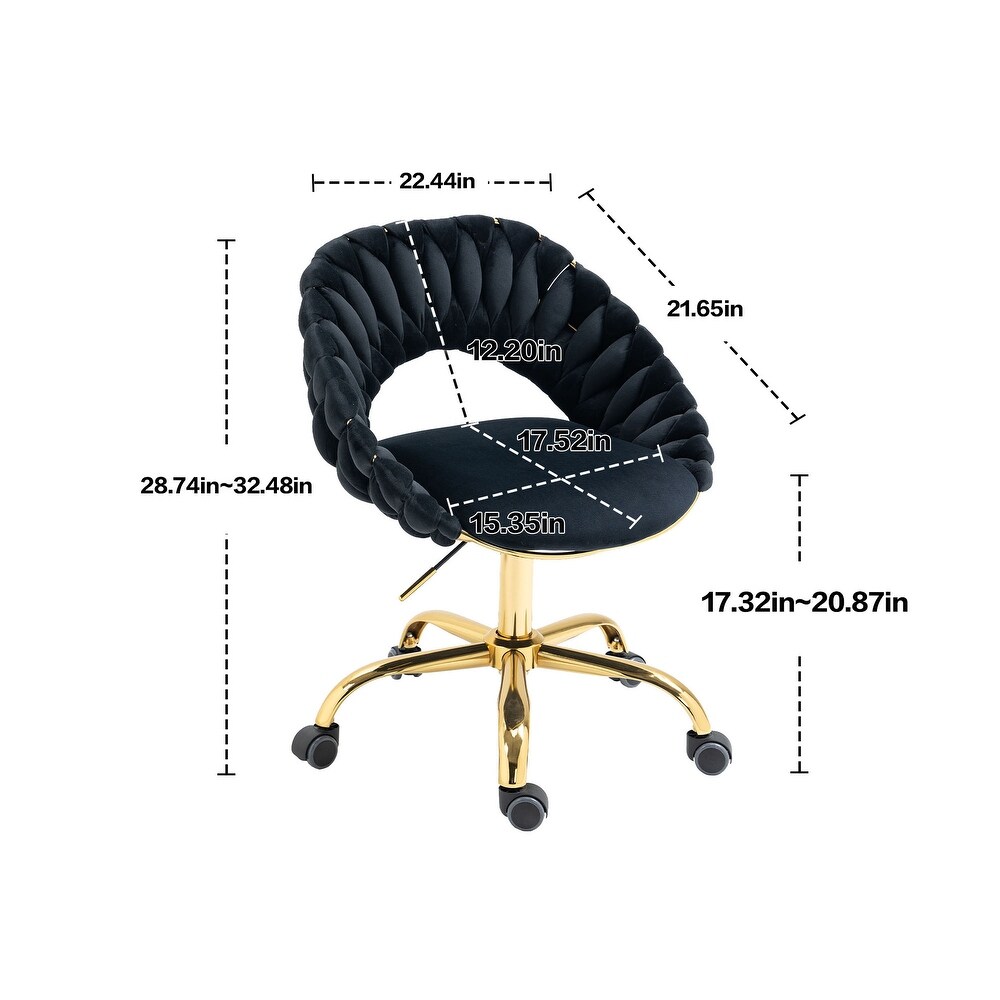 Modern Computer Office Chair  Adjustable Swivel Chair  Velvet Fabric Office Desk Chair  for Study  Living Room  Bedroom  Black