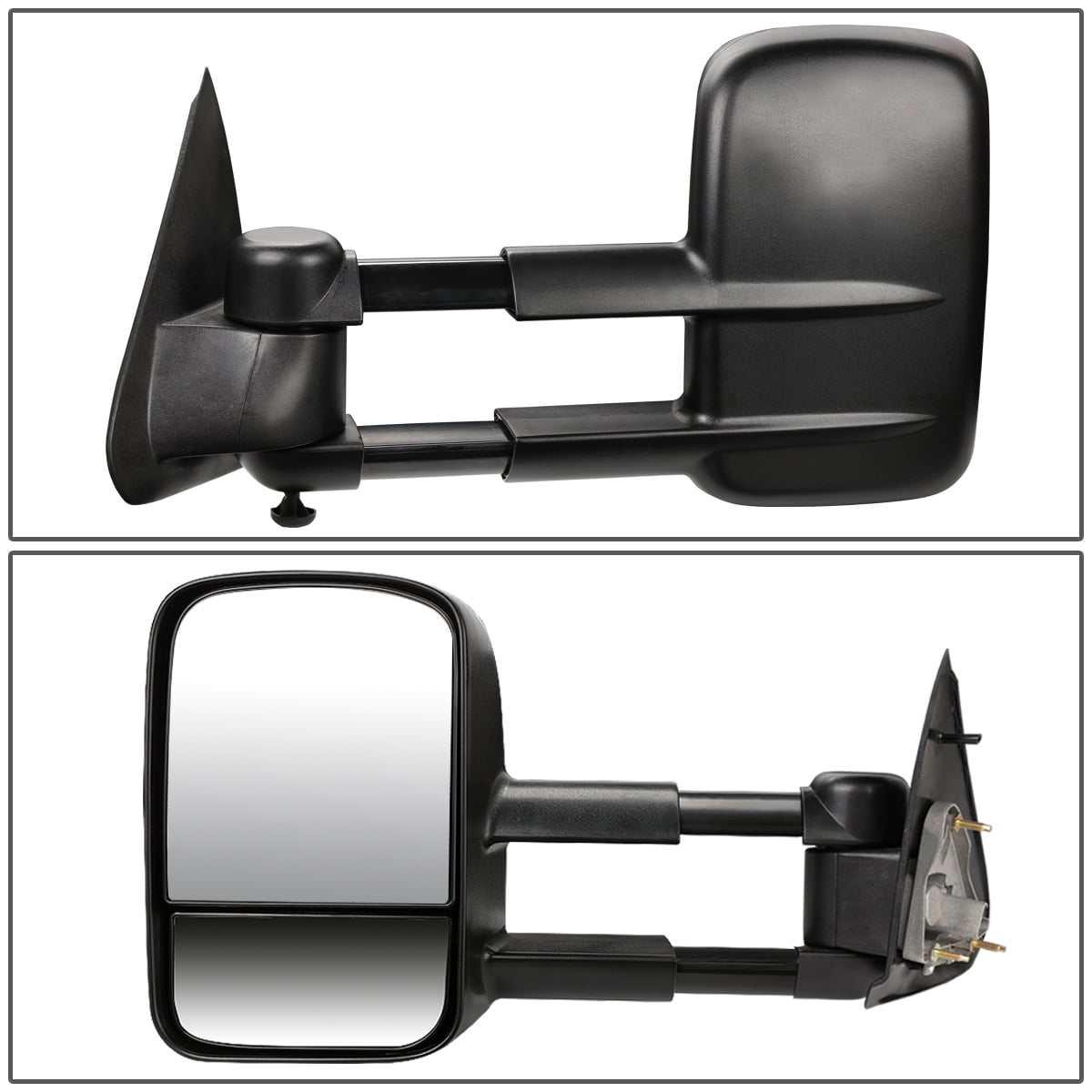 DNA Motoring TWM-002-T111-BK For 1997 to 2004 Ford F150 Ford F150 Pair of Powered Extended Arm Manual Folding Towing Side Mirrors (Black) 98 99 00 01 02