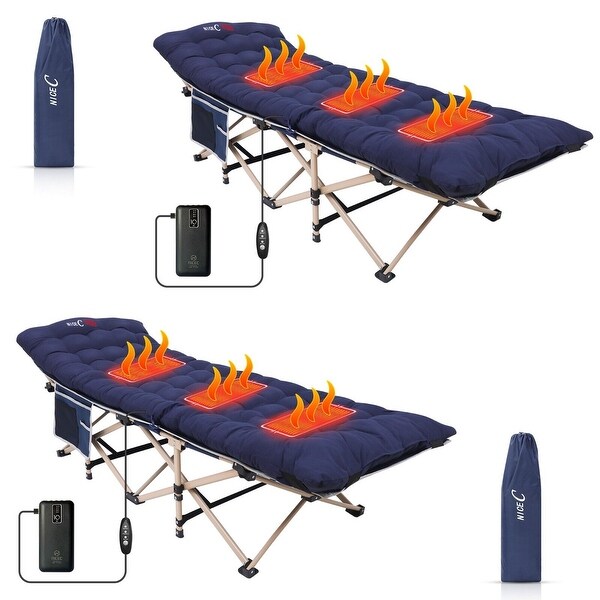 Cot，Camping Cot，Heated Camping cot with 10000mAh Power Bank Heavy Duty Holds 500 Lbs