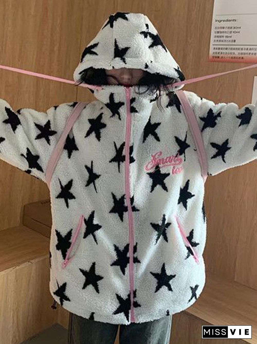 All Over Star Jacquard Hooded Jacket