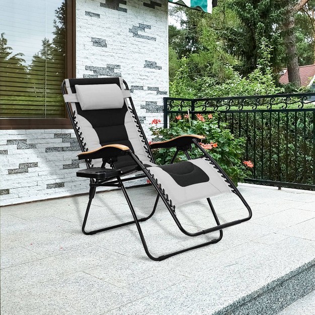 Lafuma Patio Zero Gravity Free Xl Padded Seat Recliner With Cup Holder amp Alloy Steel Frame Gray Captiva Designs