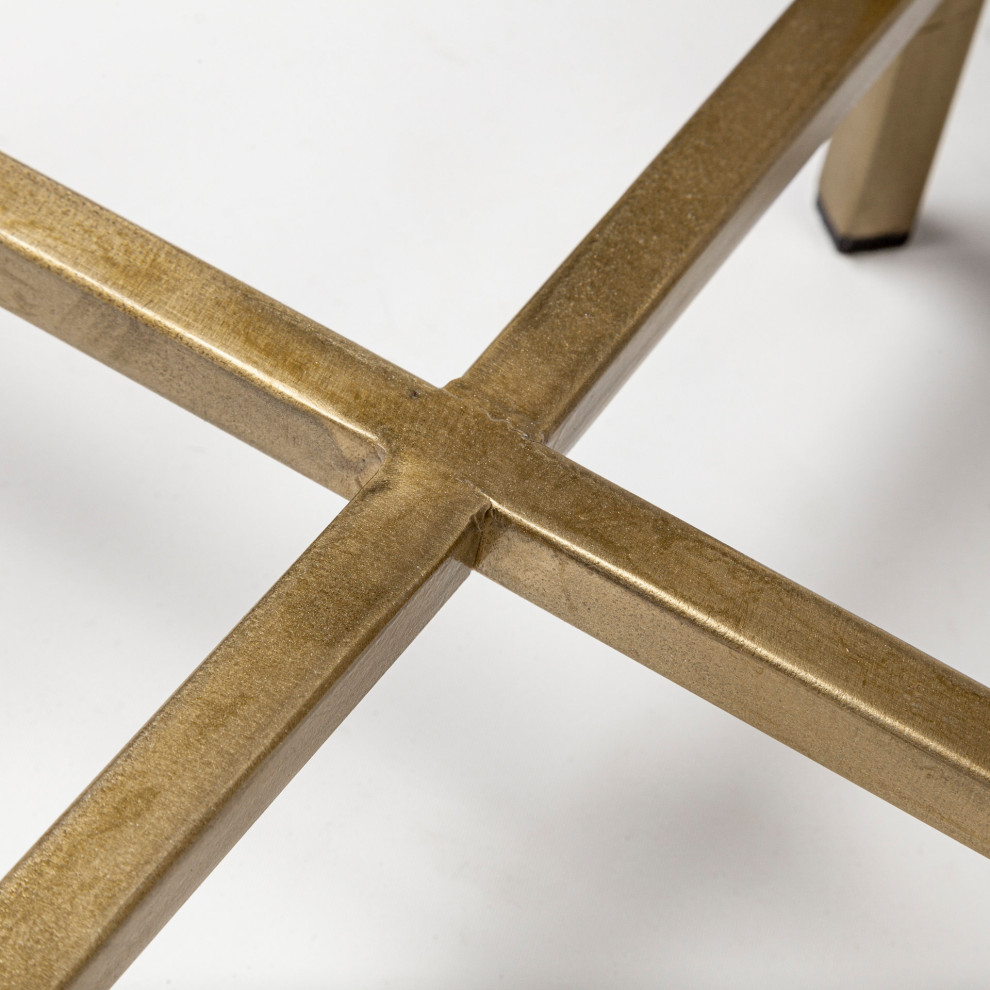 Vincent 33 quotOctagonal White Marble Top Gold Metal Base Coffee Table   Contemporary   Coffee Tables   by HedgeApple  Houzz