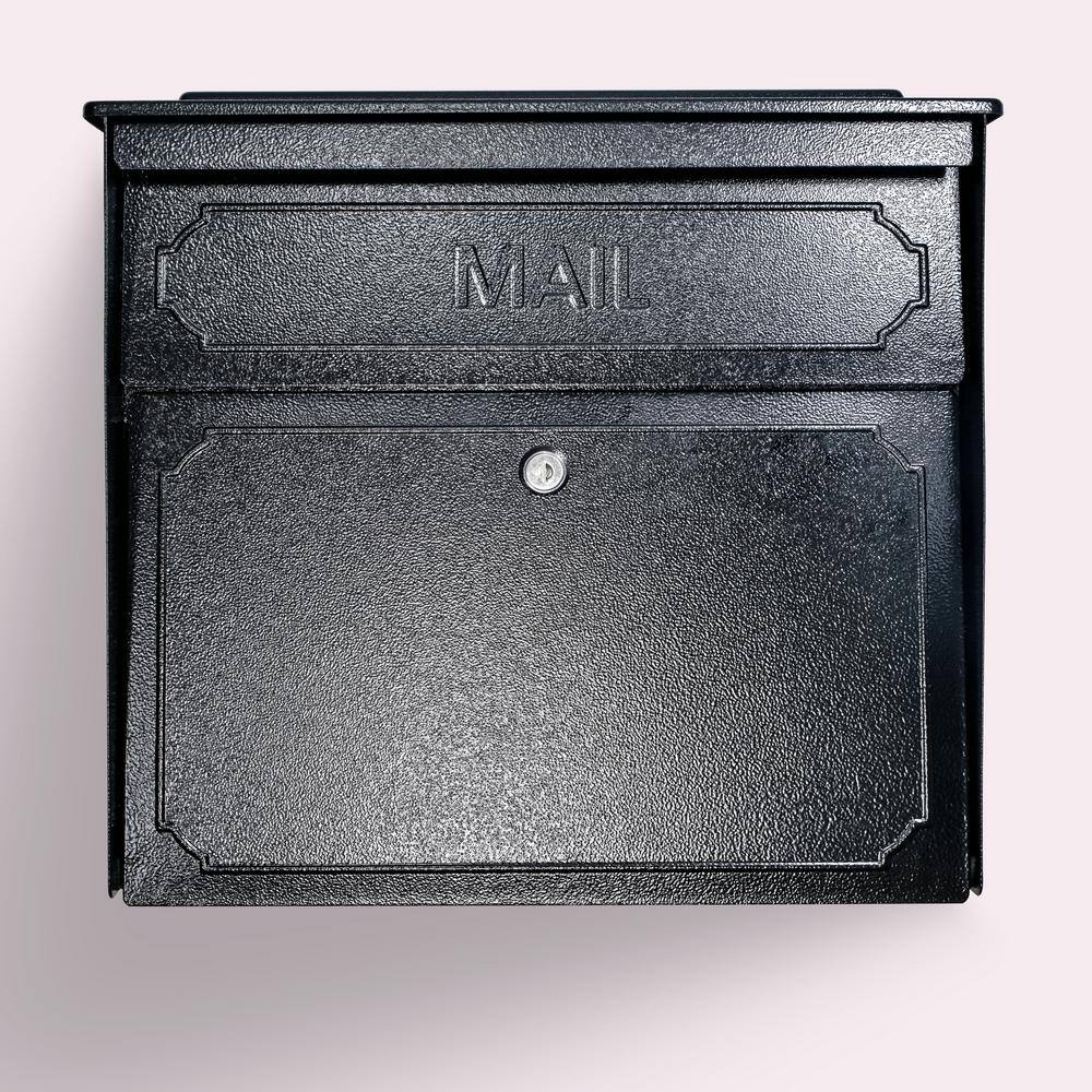 Mail Boss Townhouse Locking Wall-Mount Mailbox with High Security Reinforced Patented Locking System Black 7172