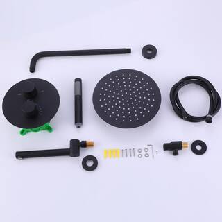 WELLFOR Single-Handle 1-Spray High-Pressure Tub and Shower Faucet with Hand Shower in Matte Black (Valve Included) WB-0948