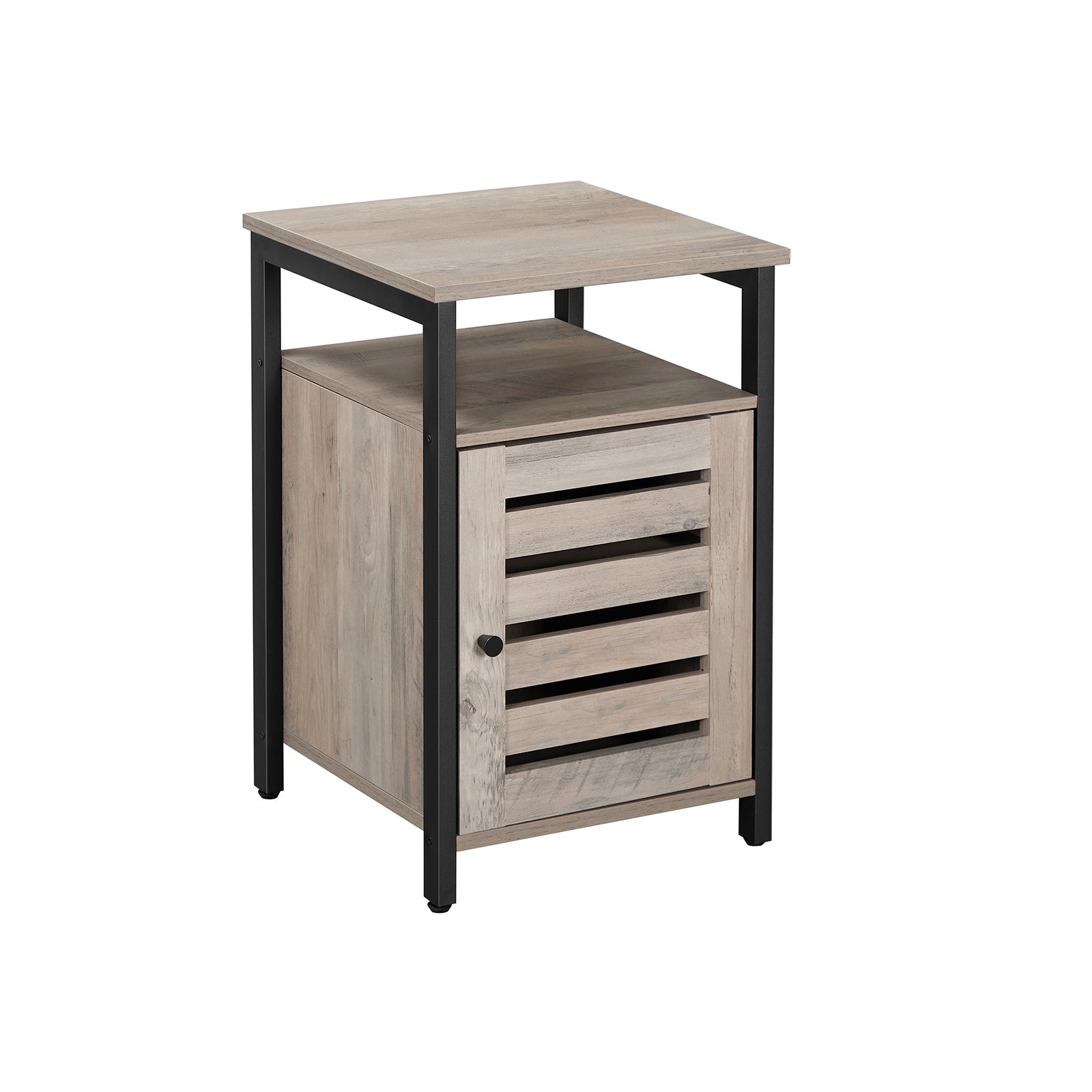 VASAGLE Industrial Rustic Brown End Table with Cabinet