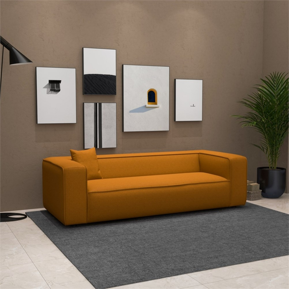 Canary Modern Living Room Dark Yellow French Boucle Fabric Sofa   Contemporary   Sofas   by Homesquare  Houzz