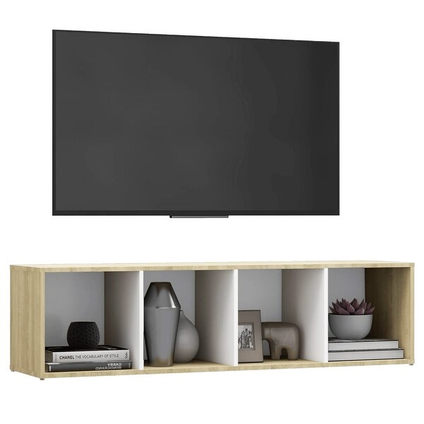 TV Cabinet White and Sonoma Oak 56.1