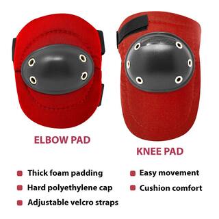 Safe Handler Red Tough Cap Thick Foam Padding Knee Pads and Elbow Pads Bundle BLSH-ES-PE-EPKP-1BKR