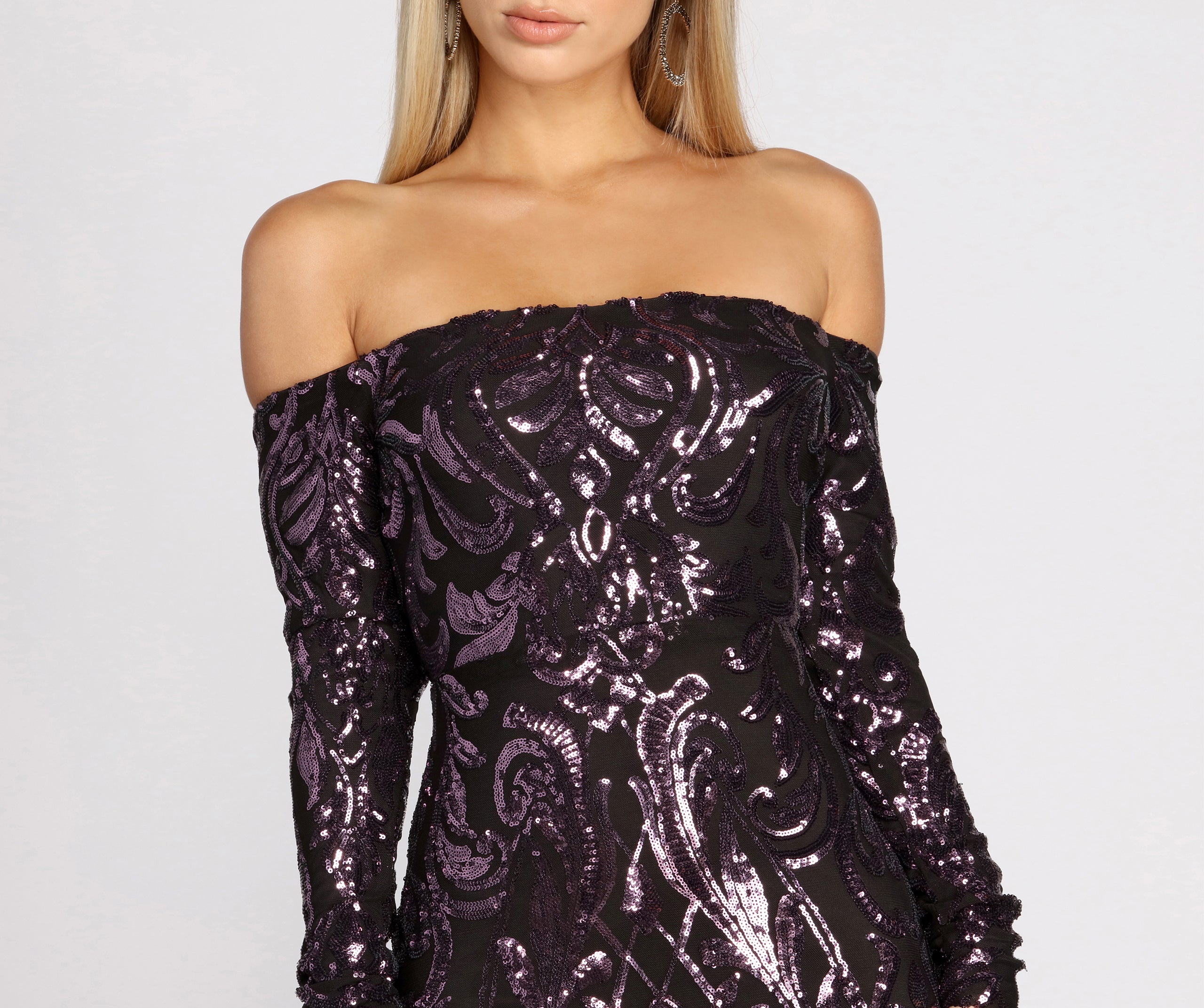 Daphne Sequin Off Shoulder Mermaid Dress