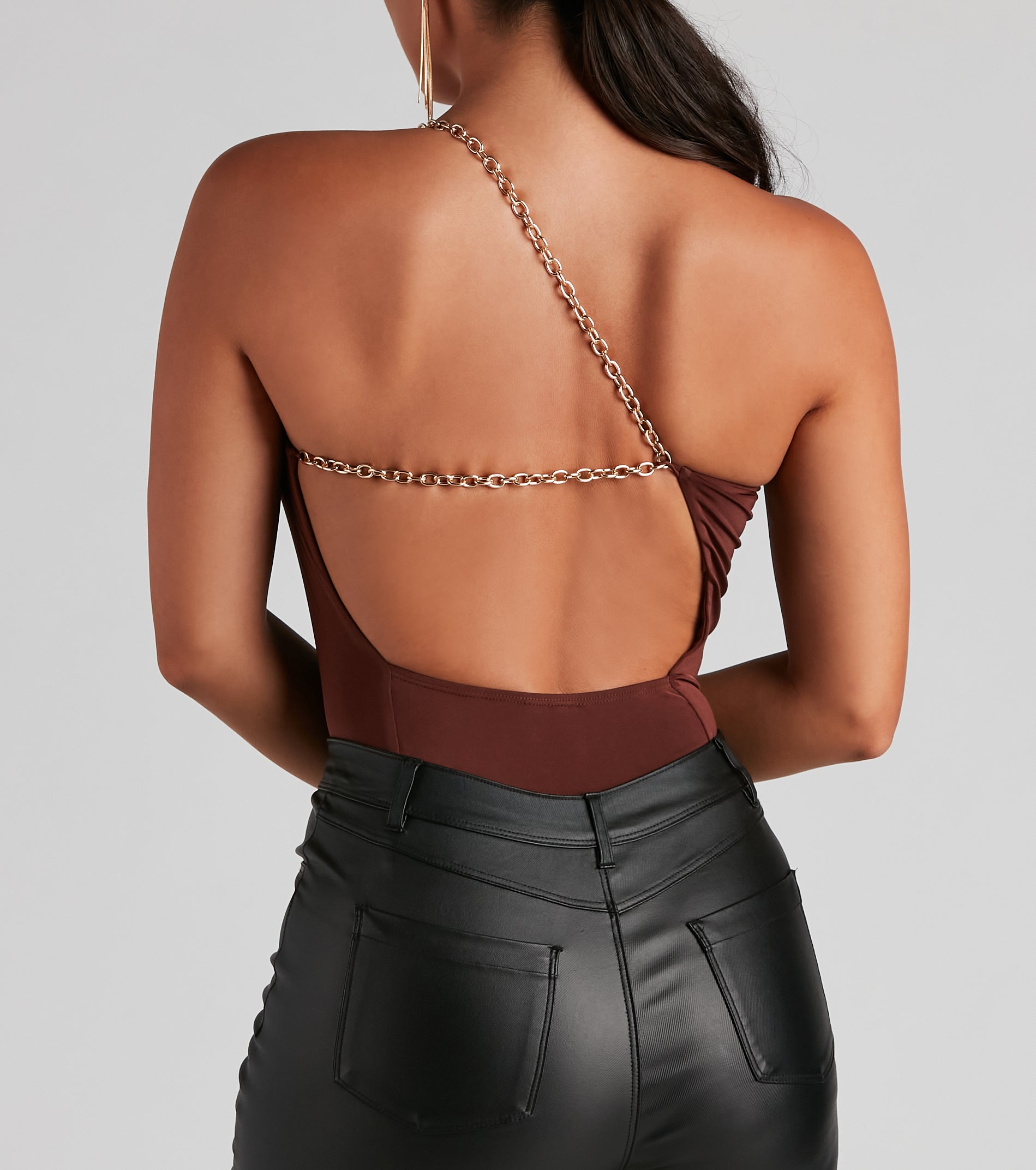 Major Chain Strap Open Back Bodysuit