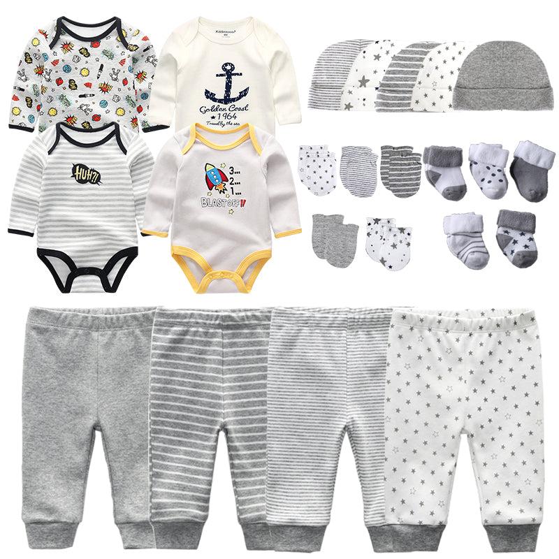 Newborn Clothes Set Gift 23Pcs/lot Bodysuits+Pants+Hat+Gloves+Socks Baby Boy Outfits 0 to 3 &3 to 6 Months Girl Toddler Clothing