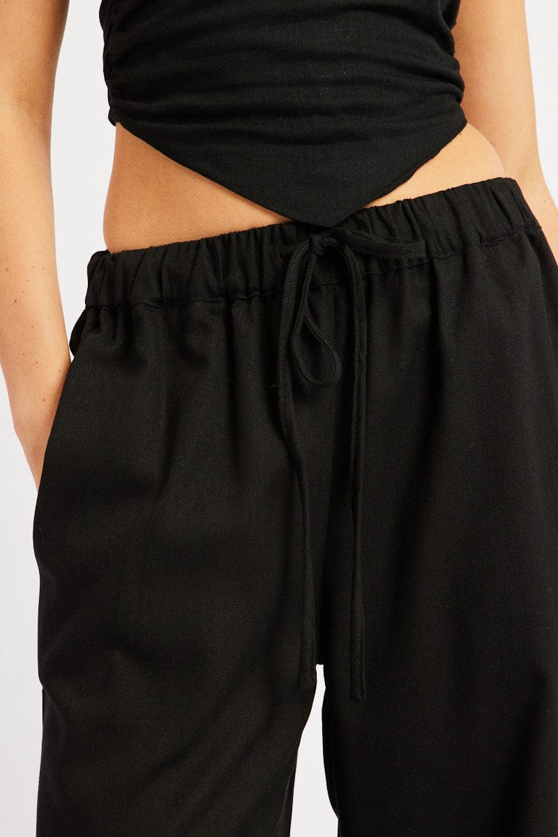 Black Wide Leg Pants Elasticated Waist