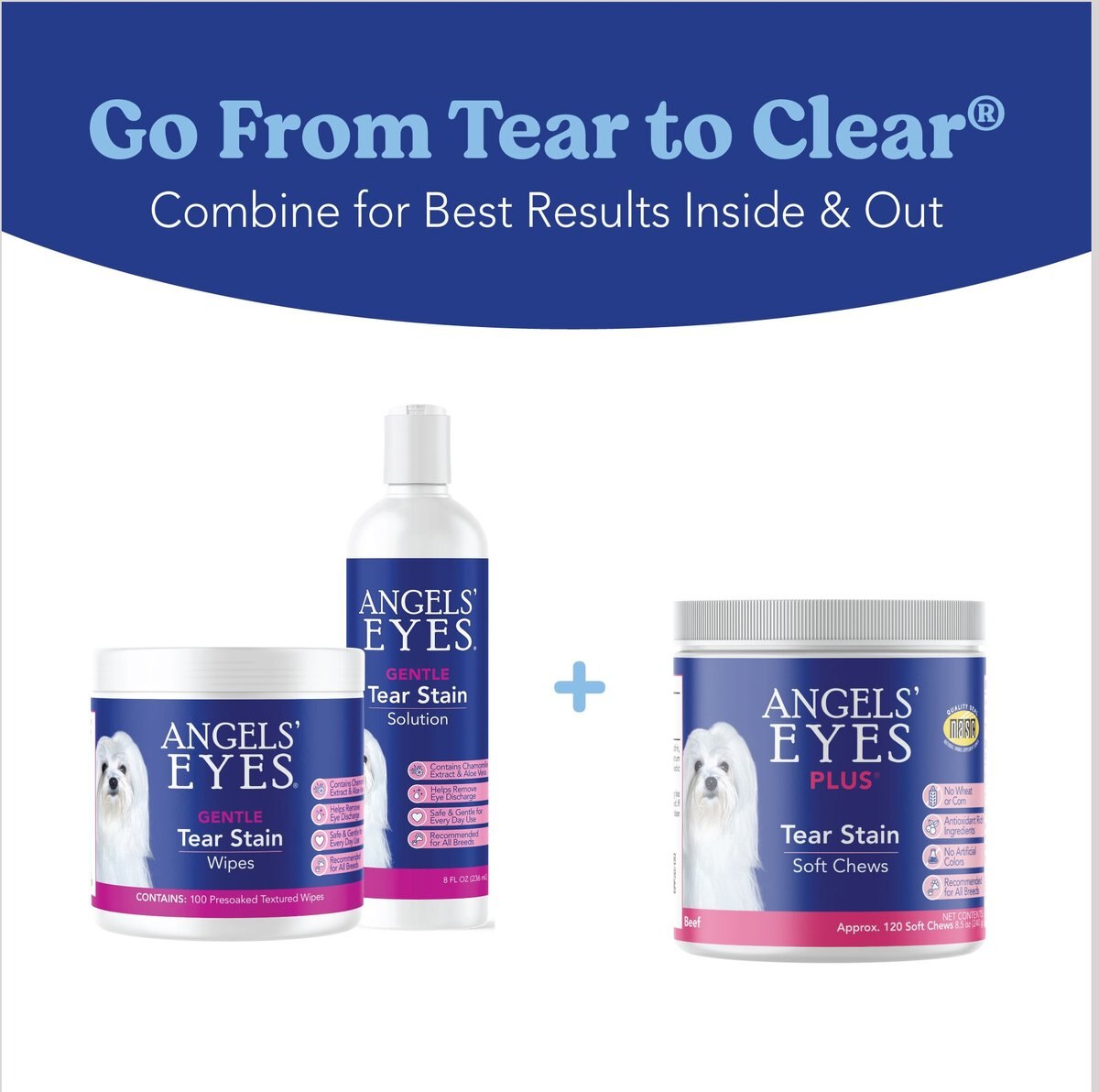 Angels' Eyes Plus Beef Flavored Soft Chews Tear Stain Supplement for Dogs and Cats