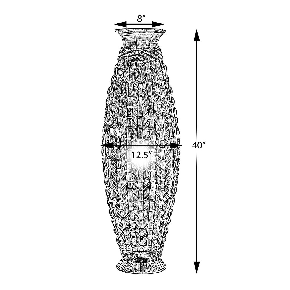 Tall Bamboo Floor Standing Vase with Wicker Woven Design 39 Inch High