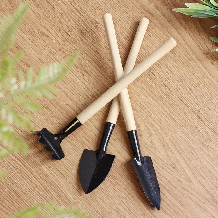 3pcs/set Mini wooden shovel  Wooden handle Garden Tools Includes Hand Trowel  Trowel and Cultivator Hand Rake