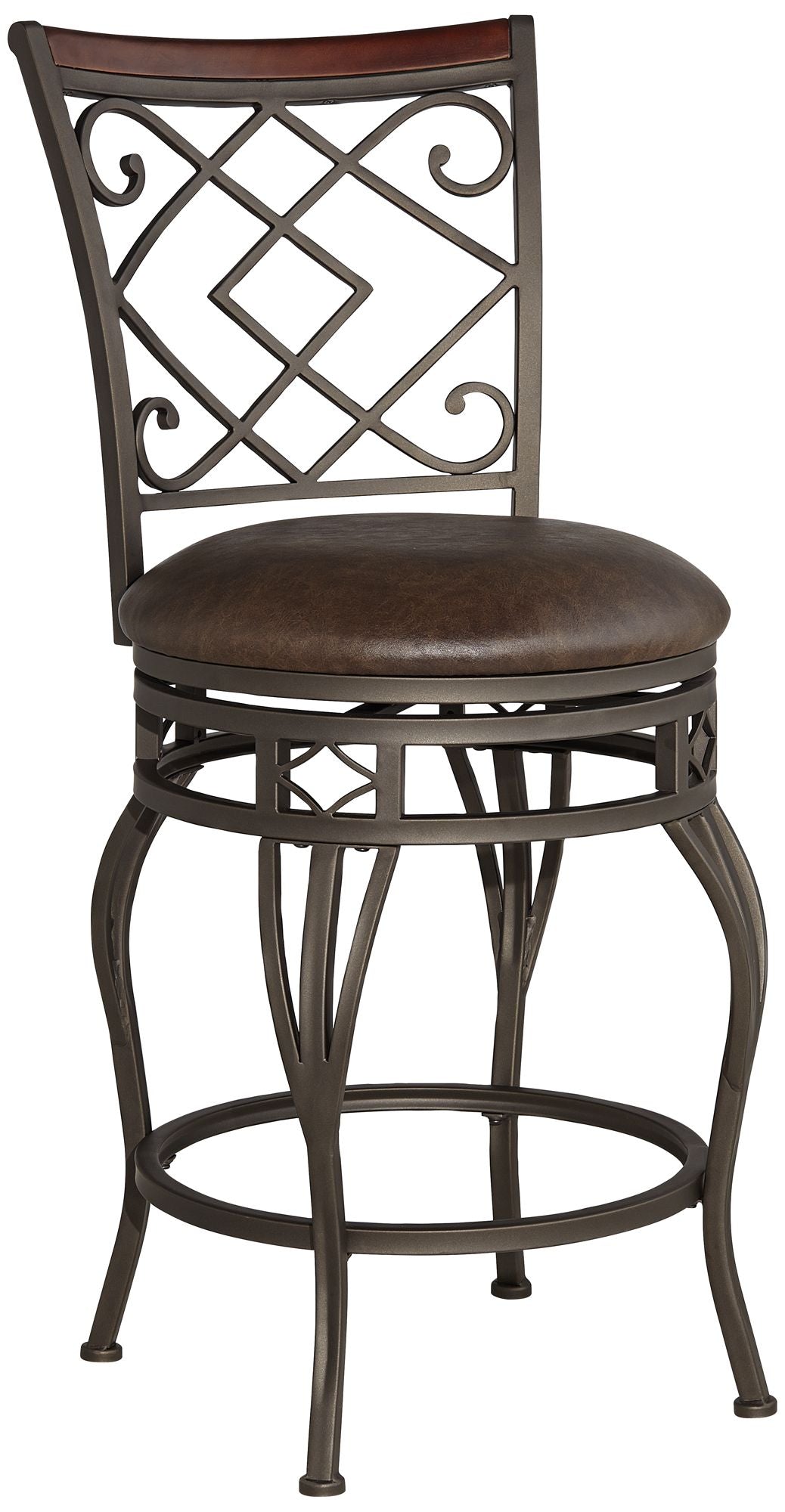 Kensington Hill Bar Stool with Swivel， Brown