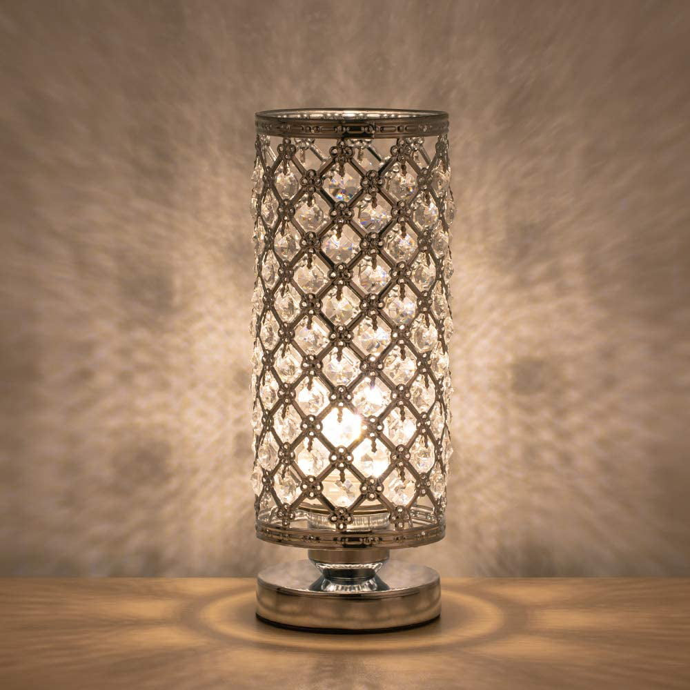 Modern Crystal Table Night Lamp with Metal Frame