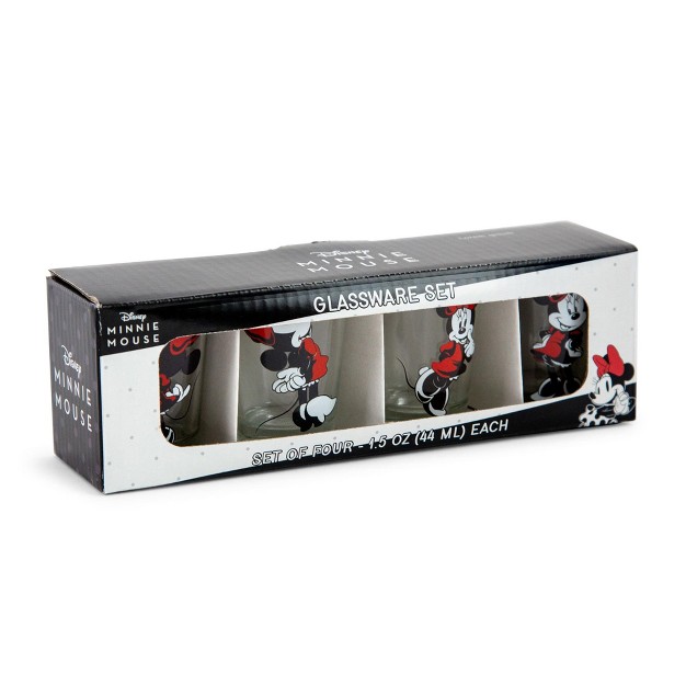 Silver Buffalo Disney Classic Minnie Mouse 1 5 ounce Mini Shot Glasses Set Of 4