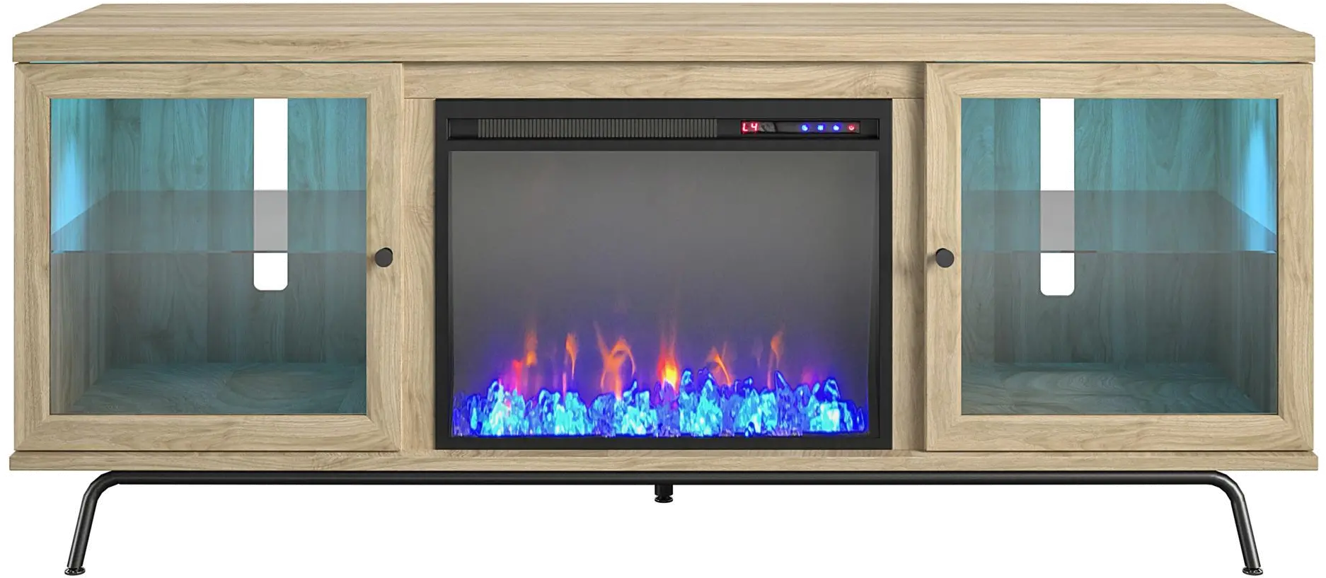 Sydney View Light Brown 70 TV Stand with Fireplace