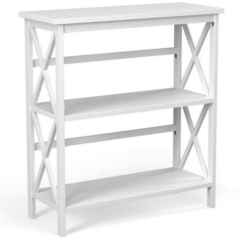 Hivago 3-Tier Wooden Multi-Functional X-Design Etagere Storage Bookshelf