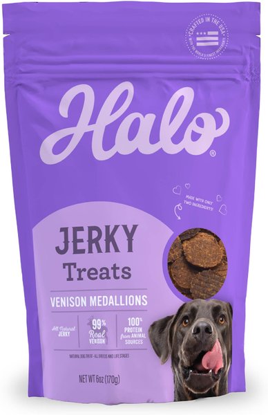 Halo Venison Flavored Medallion Jerky Dog treats， 6-oz pouch