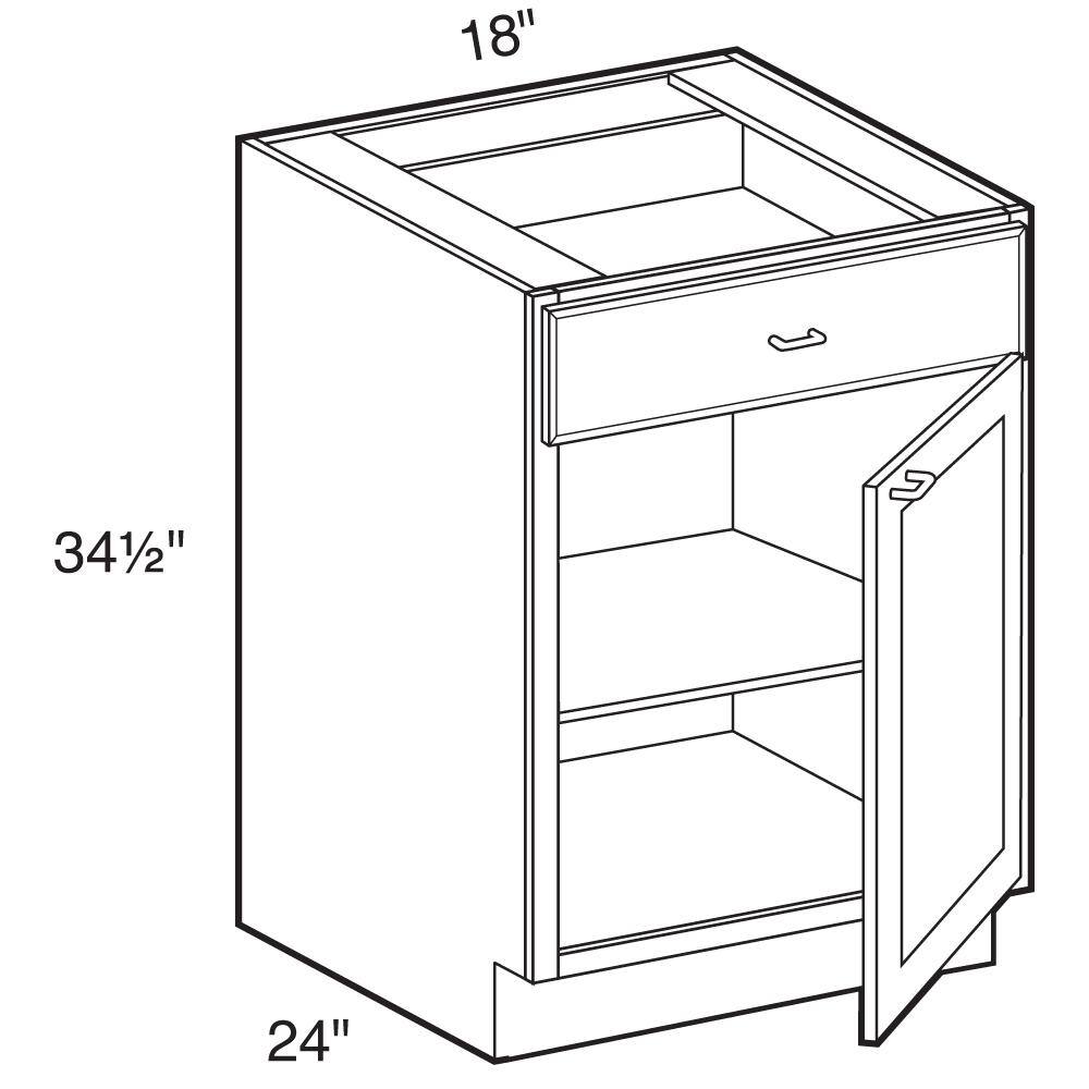 Home Decorators Collection Newport Blue Painted Plywood Shaker Stock Assembled Base Kitchen Cabinet 1-Drawer Right 18 in. x 34.5 in. x 24 in. B18R-NMB