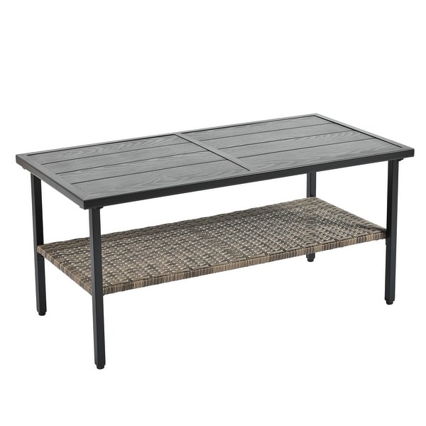 4 Piece Patio Furniture SetOutdoor Furniture with Black Metal Table