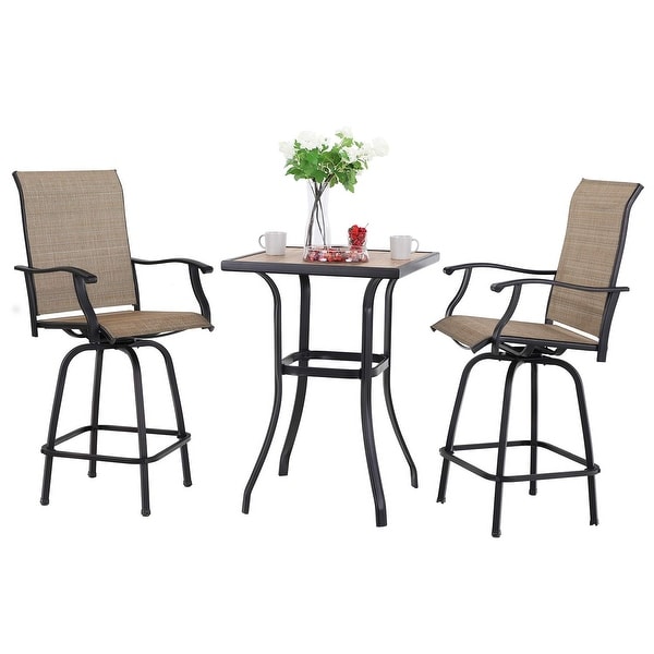 3piece Outdoor Swivel Bar Stool and Table Bistro Set