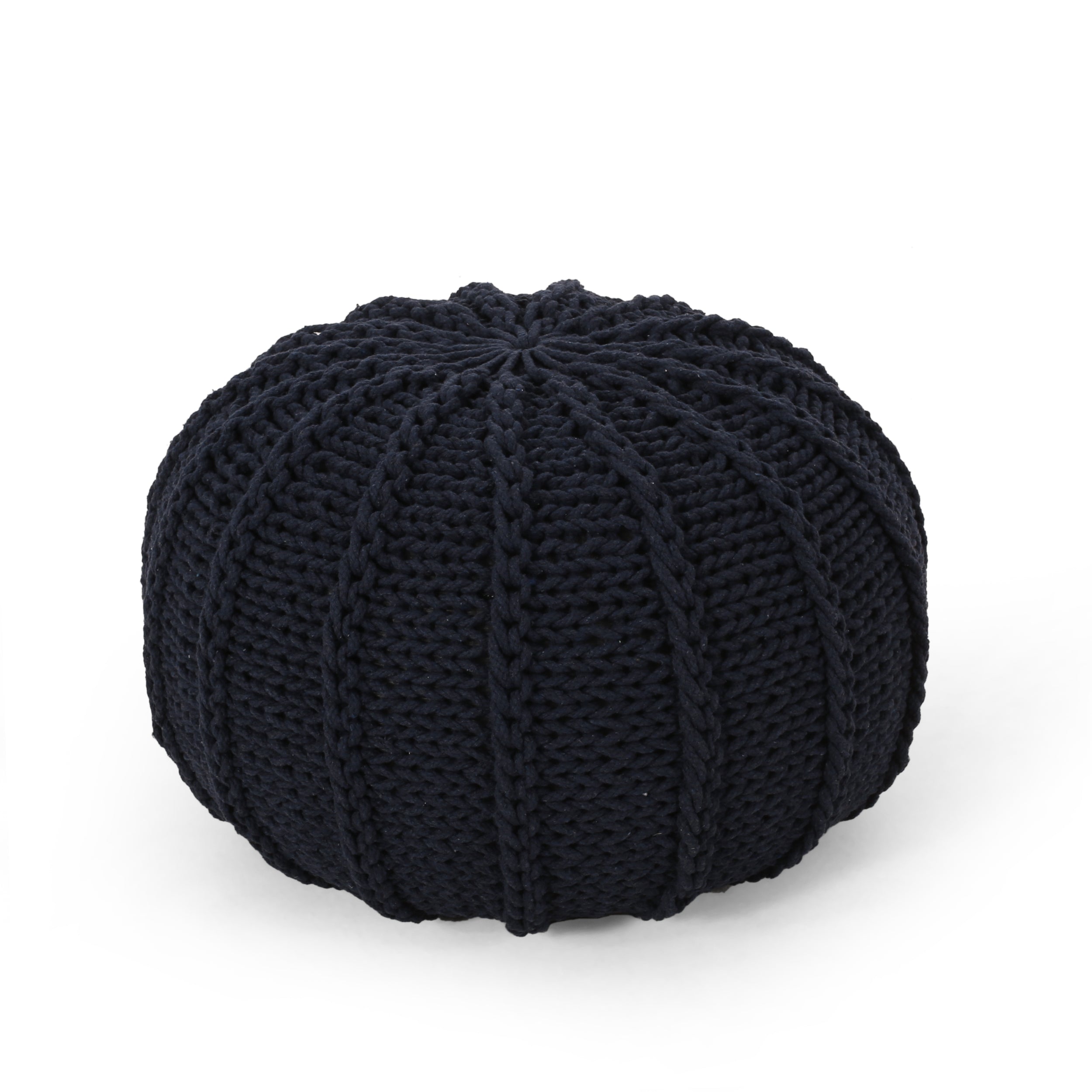 Agatha Modern Knitted Cotton Round Pouf