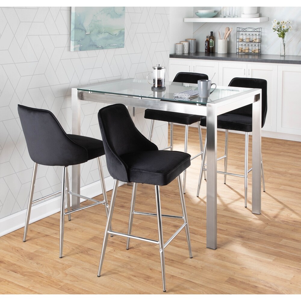 Silver Orchid Naldi Contemporary Chrome Counter Stool (Set of 2)   N/A