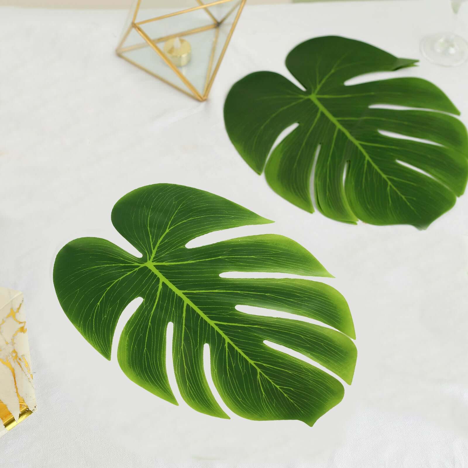 12 Leaves Green Artificial Decorative Tropical Monstera Palm Leaves