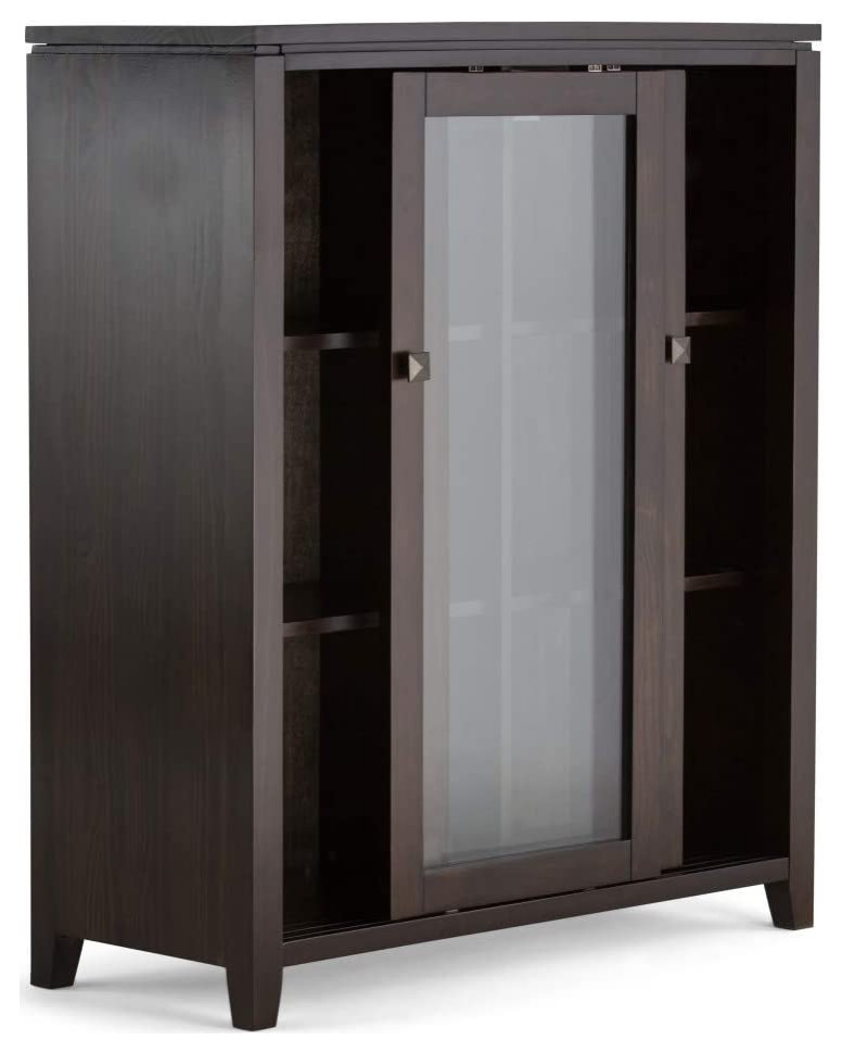 Elegant Storage Cabinet  2 Sliding Glass Doors  ampInner Shelves  Mahogany Brown   Contemporary   Accent Chests And Cabinets   by Decor Love  Houzz