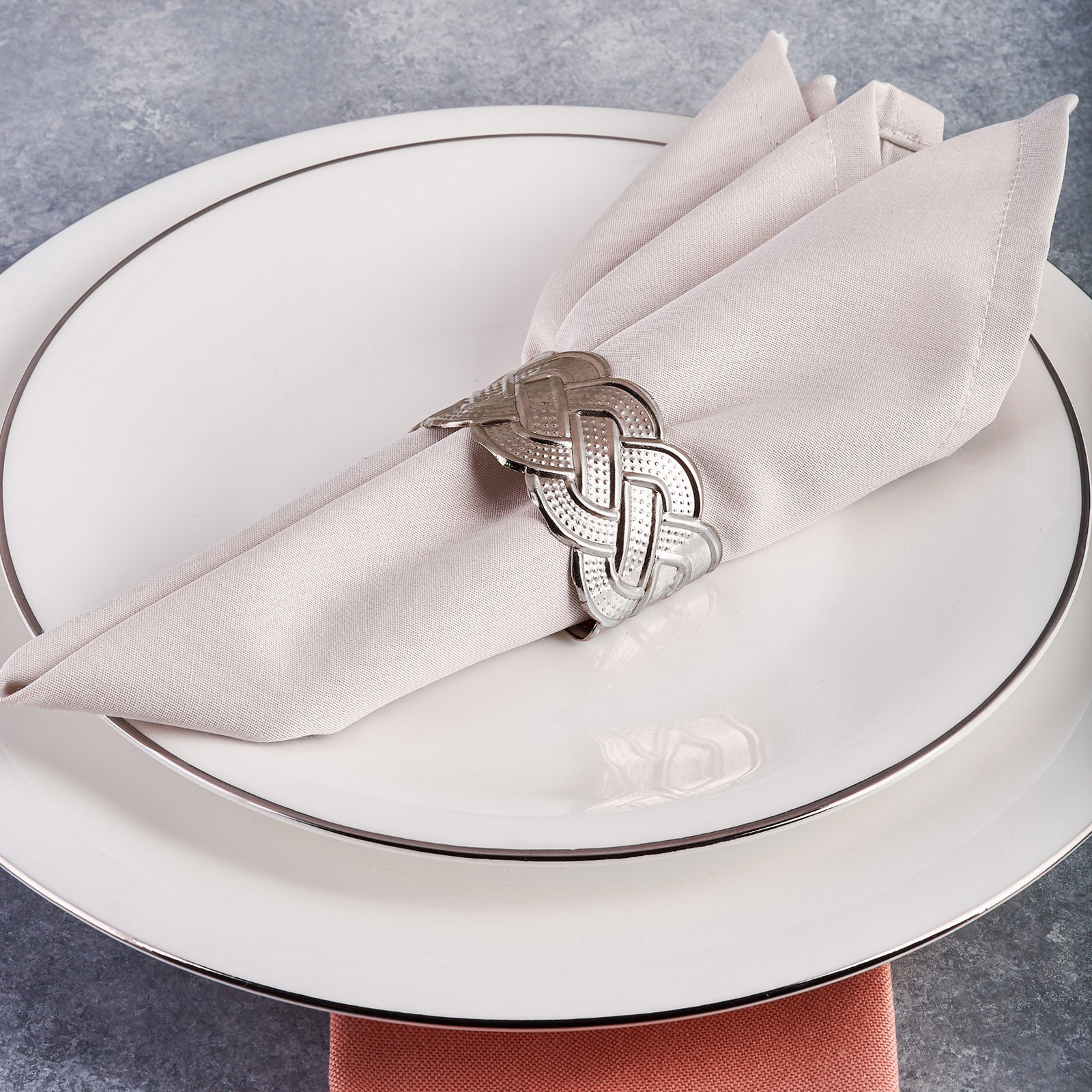 Karaca Rope Silver 6 Piece Napkin Ring 153.19.01.1491