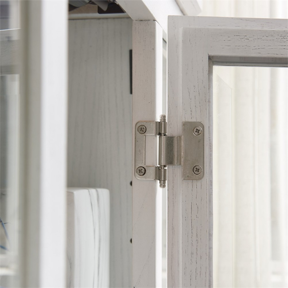 Leick Home Favorite Finds Entryway Wood Curio Cabinet in Weathered White   Farmhouse   Accent Chests And Cabinets   by Homesquare  Houzz