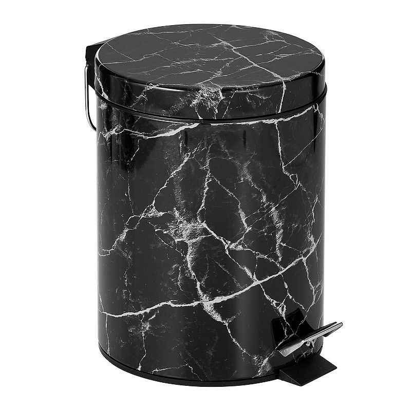 mDesign 5L Metal Round Step Garbage Trash Can with Removable Liner and Lid