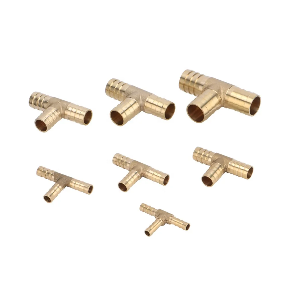 T Shape Brass Barbed Hose Fitting 3 Way Brass Joint 6/8/10/12/14/16/19mm Quick Tee Connector